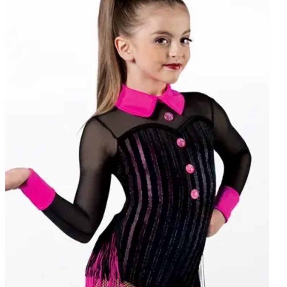 Weissman Black & Hot Pink Performance Leotard for Dance recitals or competitions